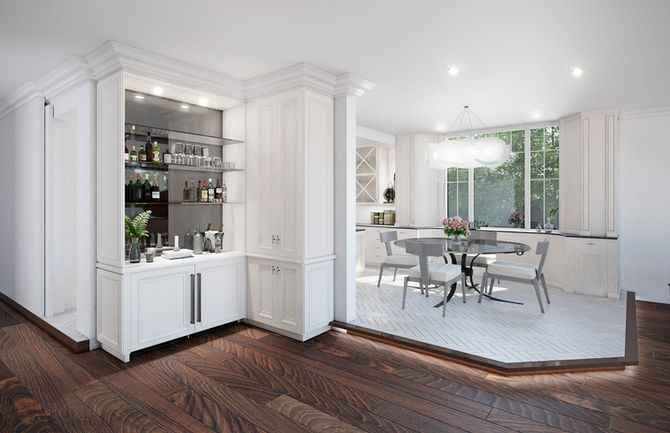 Interior render of a Dinning room layout