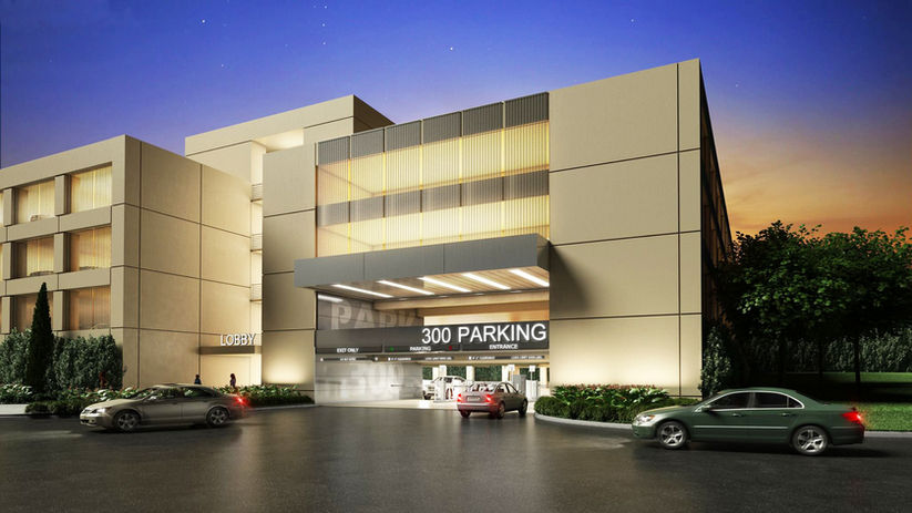 Exterior render of a parking garage in Irvine CA